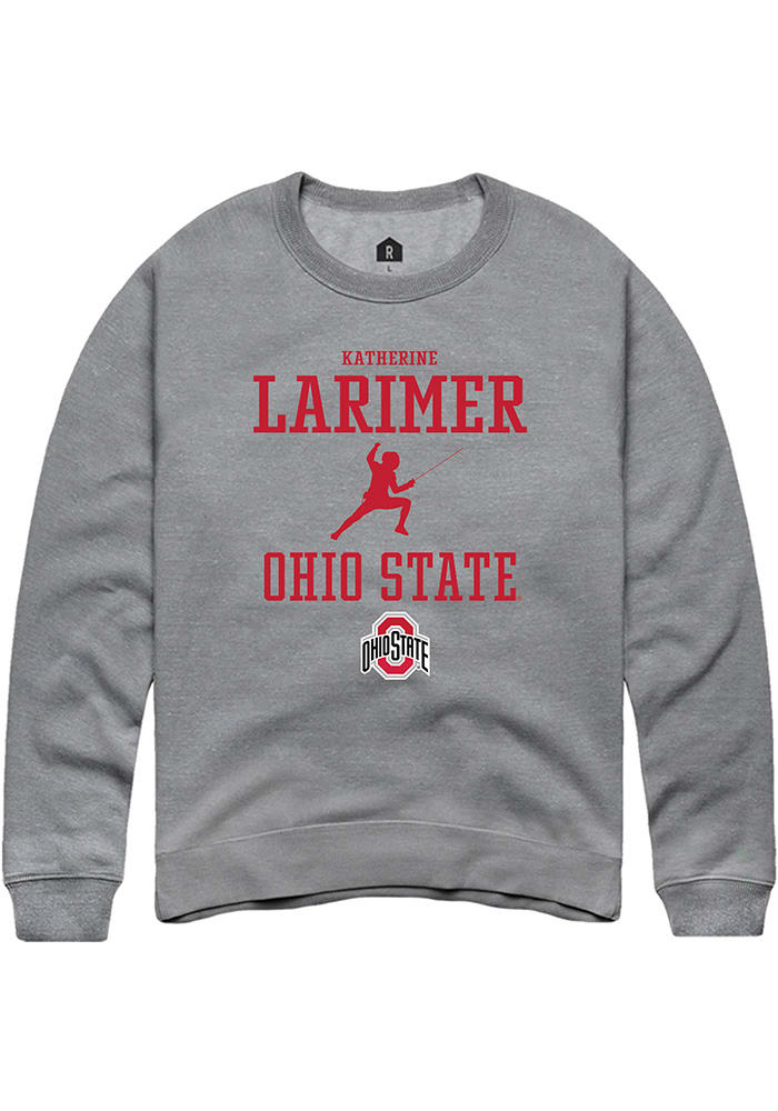 Katherine Larimer  Rally Ohio State Buckeyes Mens Grey NIL Sport Icon Long Sleeve Crew Sweatshir..