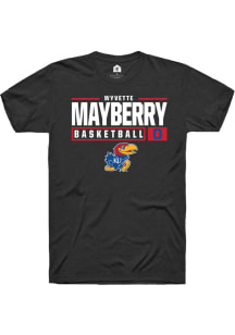 Wyvette Mayberry  Kansas Jayhawks Black Rally NIL Stacked Box Short Sleeve T Shirt