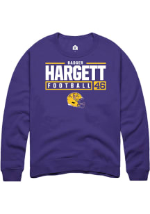 Badger Hargett  Rally LSU Tigers Mens Purple NIL Stacked Box Long Sleeve Crew Sweatshirt