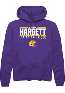 Badger Hargett  Rally LSU Tigers Mens Purple NIL Stacked Box Long Sleeve Hoodie