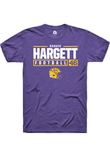Badger Hargett  LSU Tigers Purple Rally NIL Stacked Box Short Sleeve T Shirt