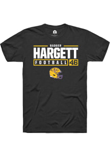 Badger Hargett  LSU Tigers Black Rally NIL Stacked Box Short Sleeve T Shirt
