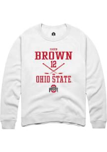 Caden Brown  Rally Ohio State Buckeyes Mens White NIL Sport Icon Long Sleeve Crew Sweatshirt