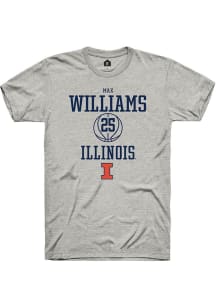 Max Williams  Illinois Fighting Illini Ash Rally NIL Sport Icon Short Sleeve T Shirt