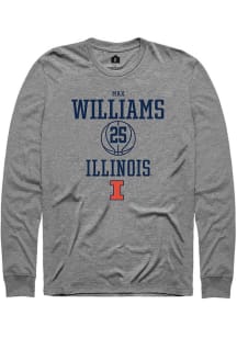 Max Williams  Illinois Fighting Illini Grey Rally NIL Sport Icon Long Sleeve T Shirt