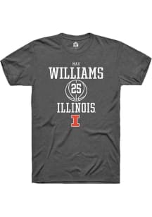 Max Williams  Illinois Fighting Illini Dark Grey Rally NIL Sport Icon Short Sleeve T Shirt