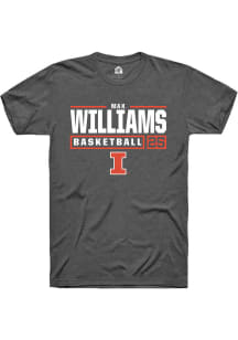 Max Williams  Illinois Fighting Illini Dark Grey Rally NIL Stacked Box Short Sleeve T Shirt