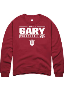 Ramsey Gary  Rally Indiana Hoosiers Mens Red NIL Stacked Box Long Sleeve Crew Sweatshirt