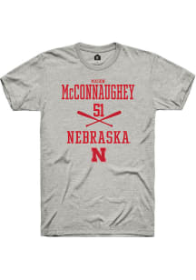 Mason McConnaughey  Nebraska Cornhuskers Ash Rally NIL Sport Icon Short Sleeve T Shirt