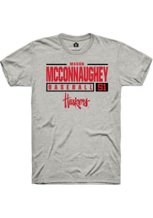 Mason McConnaughey  Nebraska Cornhuskers Grey Rally NIL Stacked Box Short Sleeve T Shirt