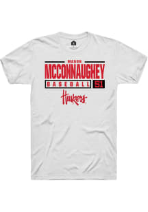 Mason McConnaughey  Nebraska Cornhuskers White Rally NIL Stacked Box Short Sleeve T Shirt