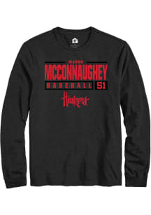 Mason McConnaughey  Nebraska Cornhuskers Black Rally NIL Stacked Box Long Sleeve T Shirt