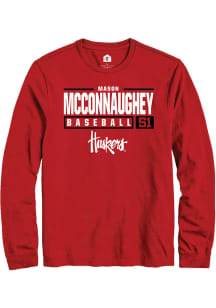 Mason McConnaughey  Nebraska Cornhuskers Red Rally NIL Stacked Box Long Sleeve T Shirt