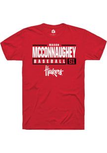 Mason McConnaughey  Nebraska Cornhuskers Red Rally NIL Stacked Box Short Sleeve T Shirt
