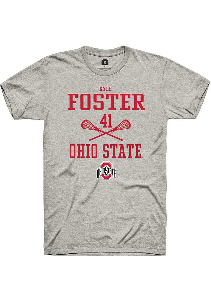 Kyle Foster  Ohio State Buckeyes Ash Rally NIL Sport Icon Short Sleeve T Shirt