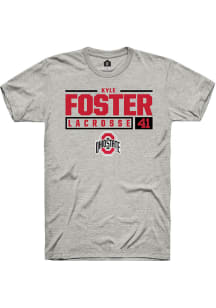 Kyle Foster  Ohio State Buckeyes Ash Rally NIL Stacked Box Short Sleeve T Shirt