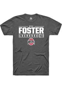 Kyle Foster  Ohio State Buckeyes Dark Grey Rally NIL Stacked Box Short Sleeve T Shirt