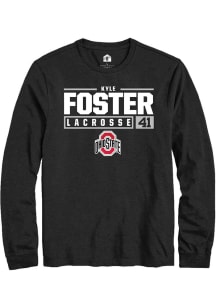 Kyle Foster  Ohio State Buckeyes Black Rally NIL Stacked Box Long Sleeve T Shirt