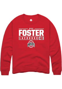 Kyle Foster  Rally Ohio State Buckeyes Mens Red NIL Stacked Box Long Sleeve Crew Sweatshirt