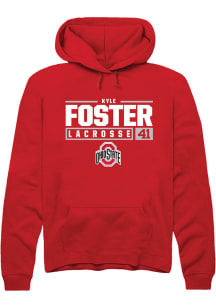 Kyle Foster  Rally Ohio State Buckeyes Mens Red NIL Stacked Box Long Sleeve Hoodie