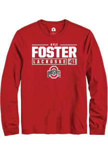 Kyle Foster  Ohio State Buckeyes Red Rally NIL Stacked Box Long Sleeve T Shirt