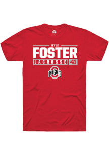 Kyle Foster  Ohio State Buckeyes Red Rally NIL Stacked Box Short Sleeve T Shirt