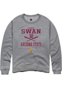 Samantha Swan  Rally Arizona State Sun Devils Mens Grey NIL Sport Icon Long Sleeve Crew Sweatshi..