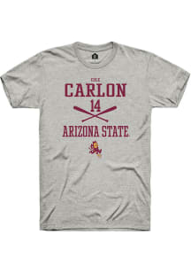 Cole Carlon  Arizona State Sun Devils Ash Rally NIL Sport Icon Short Sleeve T Shirt