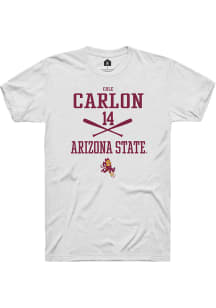 Cole Carlon  Arizona State Sun Devils White Rally NIL Sport Icon Short Sleeve T Shirt
