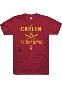 Cole Carlon  Arizona State Sun Devils Maroon Rally NIL Sport Icon Short Sleeve T Shirt