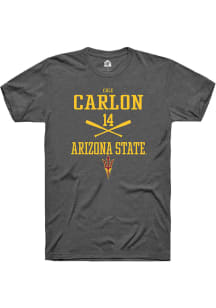 Cole Carlon  Arizona State Sun Devils Dark Grey Rally NIL Sport Icon Short Sleeve T Shirt