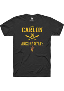 Cole Carlon  Arizona State Sun Devils Black Rally NIL Sport Icon Short Sleeve T Shirt