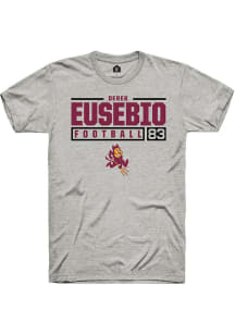 Derek Eusebio  Arizona State Sun Devils Ash Rally NIL Stacked Box Short Sleeve T Shirt