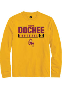 Joseph Dochee Jr  Arizona State Sun Devils Gold Rally NIL Stacked Box Long Sleeve T Shirt