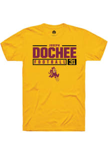 Joseph Dochee Jr  Arizona State Sun Devils Gold Rally NIL Stacked Box Short Sleeve T Shirt