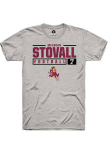 Melquan Stovall  Arizona State Sun Devils Ash Rally NIL Stacked Box Short Sleeve T Shirt
