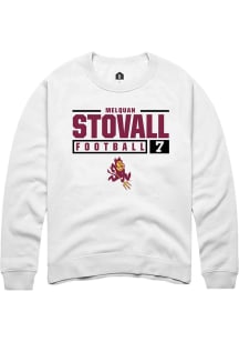 Melquan Stovall  Rally Arizona State Sun Devils Mens White NIL Stacked Box Long Sleeve Crew Swea..