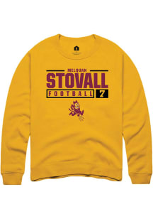 Melquan Stovall  Rally Arizona State Sun Devils Mens Gold NIL Stacked Box Long Sleeve Crew Sweat..