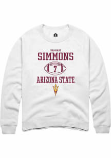 Shamari Simmons  Rally Arizona State Sun Devils Mens White NIL Sport Icon Long Sleeve Crew Sweat..