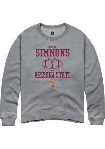 Shamari Simmons  Rally Arizona State Sun Devils Mens Grey NIL Sport Icon Long Sleeve Crew Sweats..