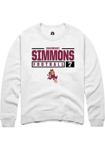 Shamari Simmons  Rally Arizona State Sun Devils Mens White NIL Stacked Box Long Sleeve Crew Swea..