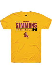 Shamari Simmons  Arizona State Sun Devils Gold Rally NIL Stacked Box Short Sleeve T Shirt