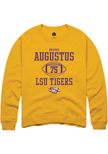 Braden Augustus  Rally LSU Tigers Mens Gold NIL Sport Icon Long Sleeve Crew Sweatshirt