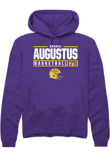 Braden Augustus  Rally LSU Tigers Mens Purple NIL Stacked Box Long Sleeve Hoodie