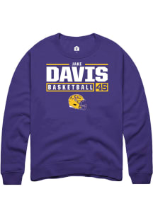 Jake Davis  Rally LSU Tigers Mens Purple NIL Stacked Box Long Sleeve Crew Sweatshirt
