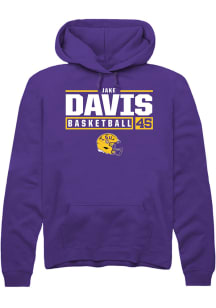 Jake Davis  Rally LSU Tigers Mens Purple NIL Stacked Box Long Sleeve Hoodie