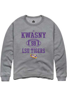 JC Kwasny  Rally LSU Tigers Mens Grey NIL Sport Icon Long Sleeve Crew Sweatshirt