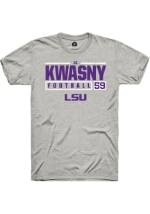 JC Kwasny  LSU Tigers Ash Rally NIL Stacked Box Short Sleeve T Shirt