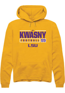JC Kwasny  Rally LSU Tigers Mens Gold NIL Stacked Box Long Sleeve Hoodie
