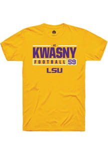 JC Kwasny  LSU Tigers Gold Rally NIL Stacked Box Short Sleeve T Shirt